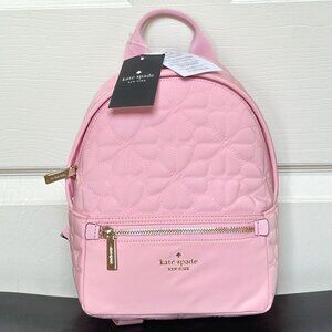KATE SPADE SPADE FLOWER QUILTED FABRIC SMALL BACKPACK:NWT PINK HORIZON